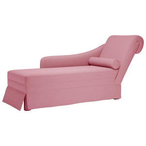 Rosa Samt Chaiselongue mit Nackenrolle