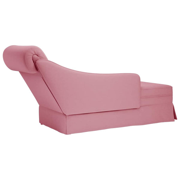 Rosa Samt Chaiselongue mit Nackenrolle