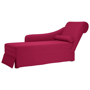 Weinrote Samt Chaiselongue mit Nackenrolle