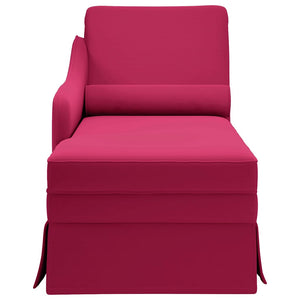 Weinrote Samt Chaiselongue mit Nackenrolle