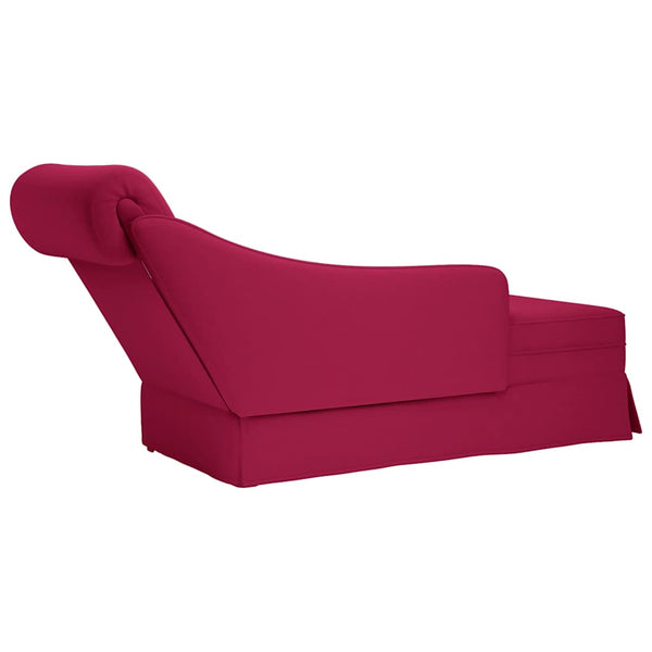 Weinrote Samt Chaiselongue mit Nackenrolle