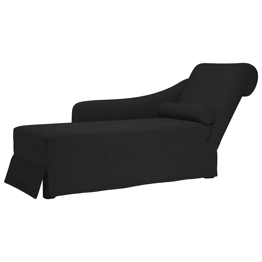 Schwarze Samt Chaiselongue mit Nackenrolle
