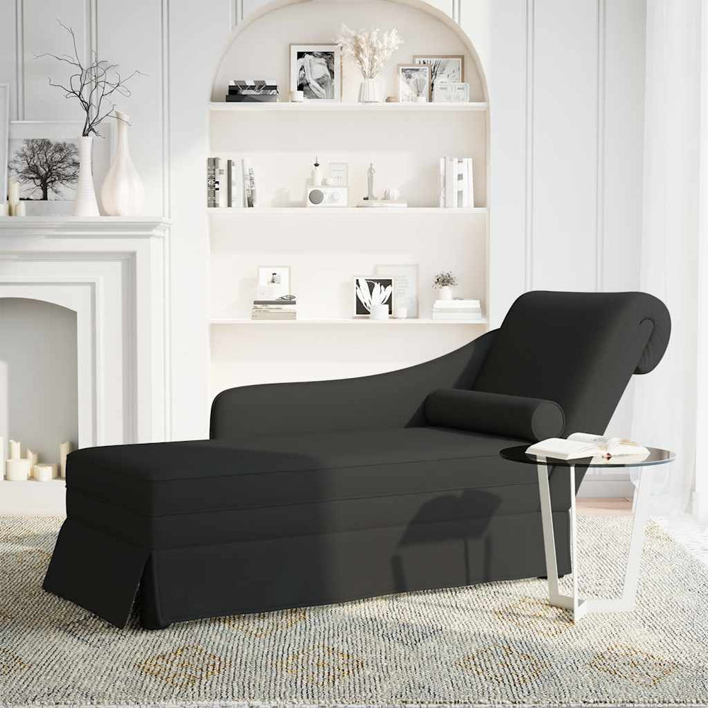 vidaXL Chaise longue avec traversin et accoudoir droit Velours Noir