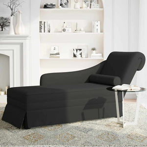 Schwarze Samt Chaiselongue mit Nackenrolle