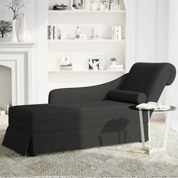 Schwarze Samt Chaiselongue mit Nackenrolle