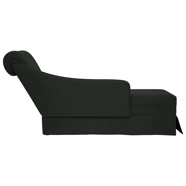 Schwarze Samt Chaiselongue mit Nackenrolle