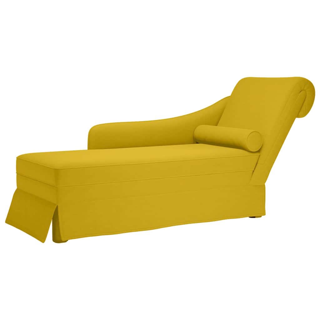 Gelbe Samt Chaiselongue mit Nackenrolle