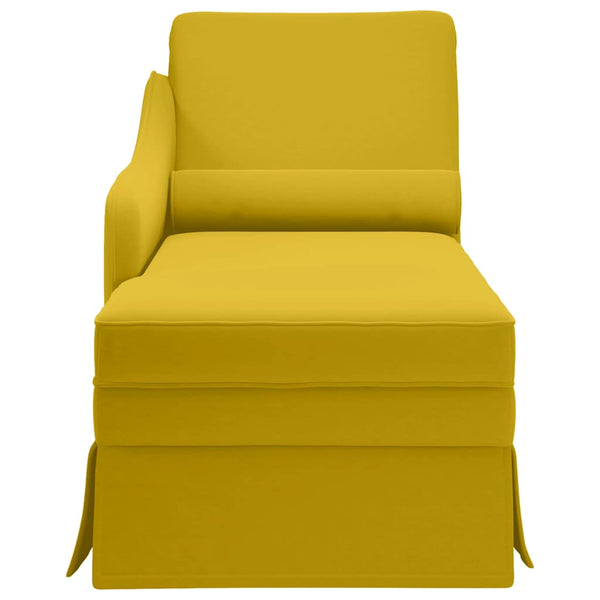 Gelbe Samt Chaiselongue mit Nackenrolle