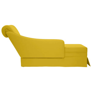 Gelbe Samt Chaiselongue mit Nackenrolle