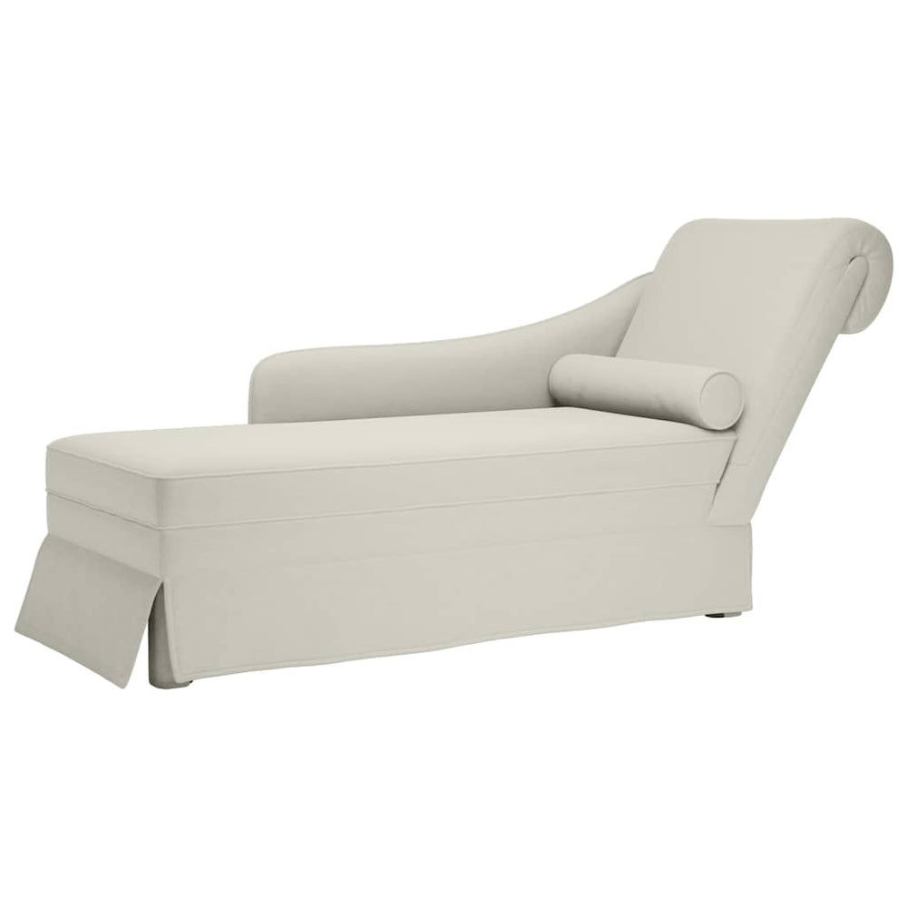 vidaXL Chaise longue avec traversin et accoudoir droit Velours Crème