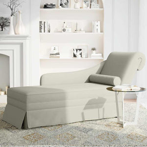 Creme Samt Chaiselongue mit Nackenrolle