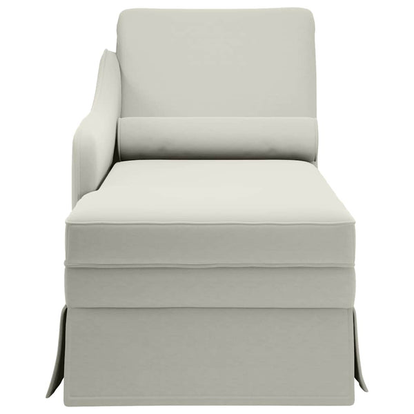 Creme Samt Chaiselongue mit Nackenrolle