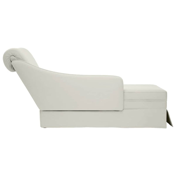 Creme Samt Chaiselongue mit Nackenrolle