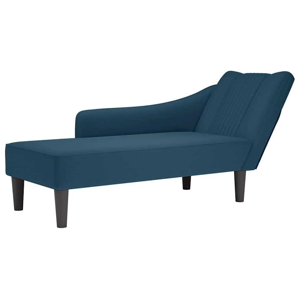 Blaue Samt Chaiselongue mit Armlehne Rechts
