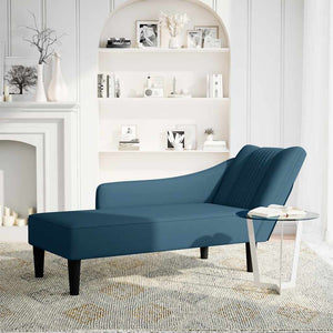 Blaue Samt Chaiselongue mit Armlehne Rechts