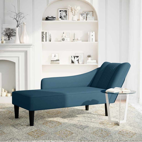 Blaue Samt Chaiselongue mit Armlehne Rechts