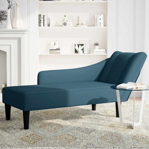 Blaue Samt Chaiselongue mit Armlehne Rechts
