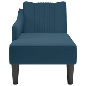 Blaue Samt Chaiselongue mit Armlehne Rechts