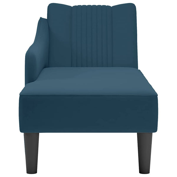 Blaue Samt Chaiselongue mit Armlehne Rechts
