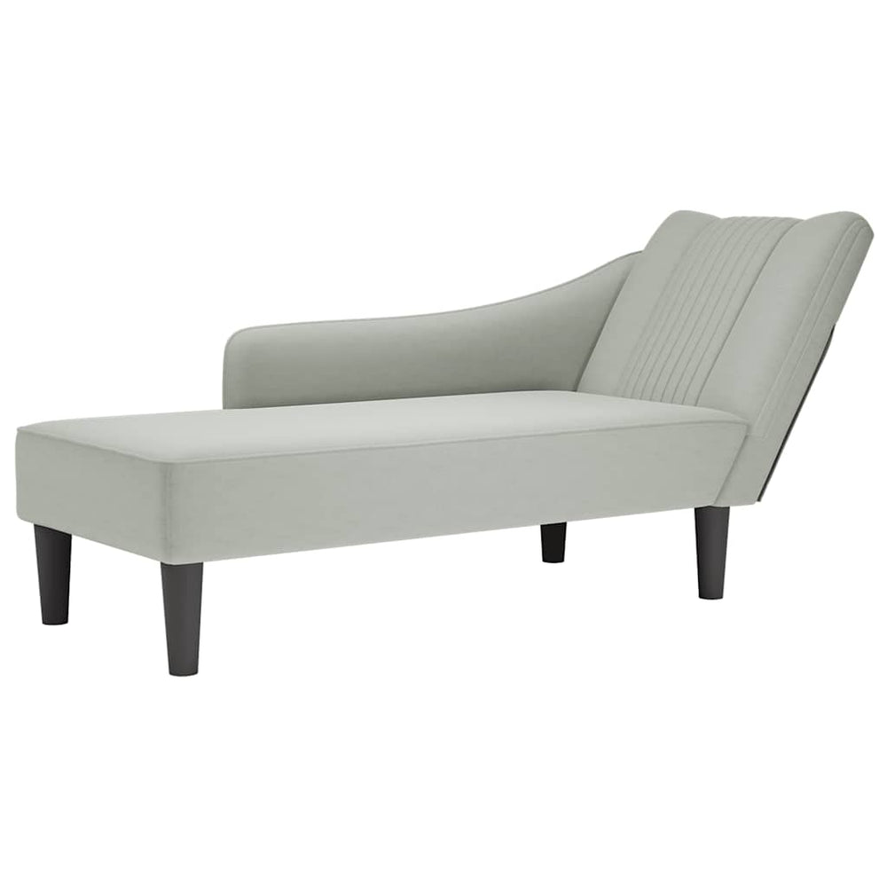 vidaXL Chaise longue avec accoudoir droit Gris clair Velours