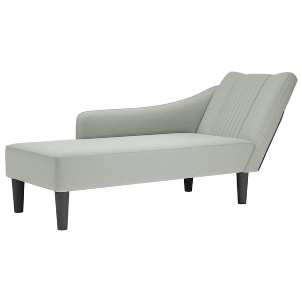 vidaXL Chaise longue avec accoudoir droit Gris clair Velours