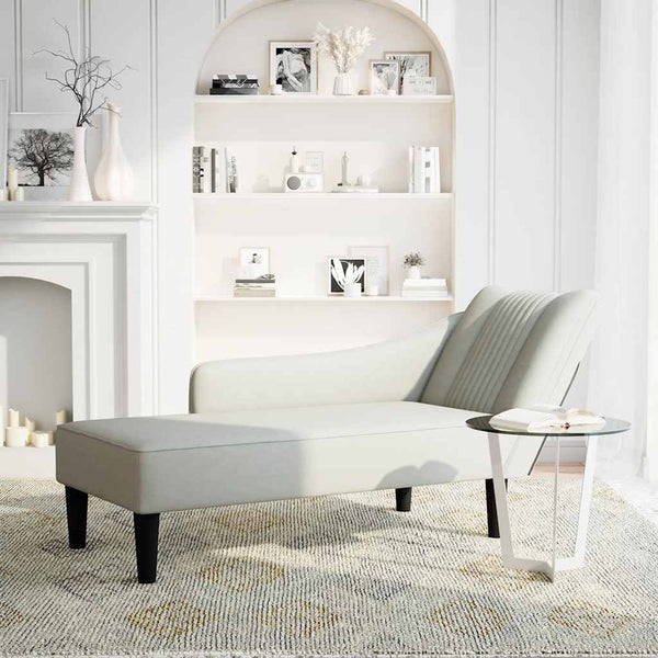 vidaXL Chaise longue avec accoudoir droit Gris clair Velours