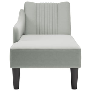 vidaXL Chaise longue avec accoudoir droit Gris clair Velours