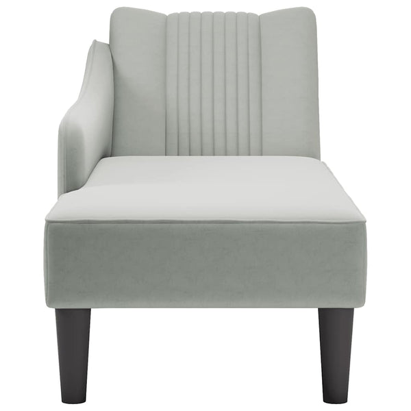 vidaXL Chaise longue avec accoudoir droit Gris clair Velours