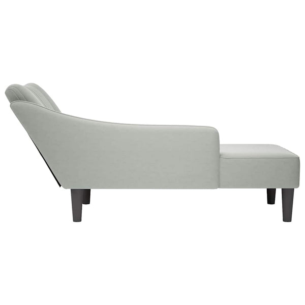 vidaXL Chaise longue avec accoudoir droit Gris clair Velours