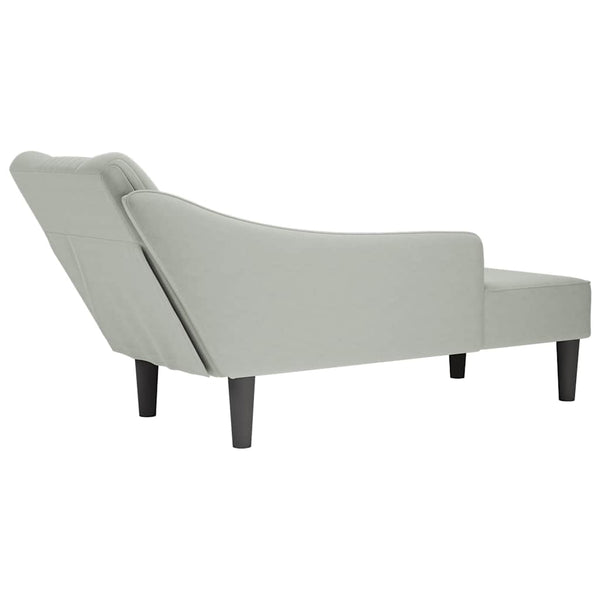 vidaXL Chaise longue avec accoudoir droit Gris clair Velours