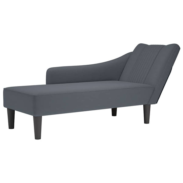 Dunkelgraue Samt Chaiselongue mit Armlehne Rechts