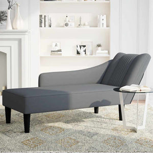 Dunkelgraue Samt Chaiselongue mit Armlehne Rechts