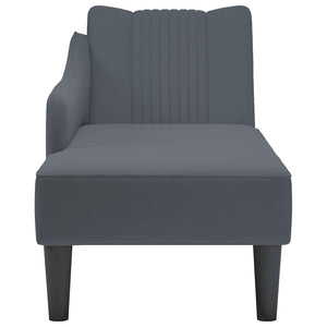 Dunkelgraue Samt Chaiselongue mit Armlehne Rechts