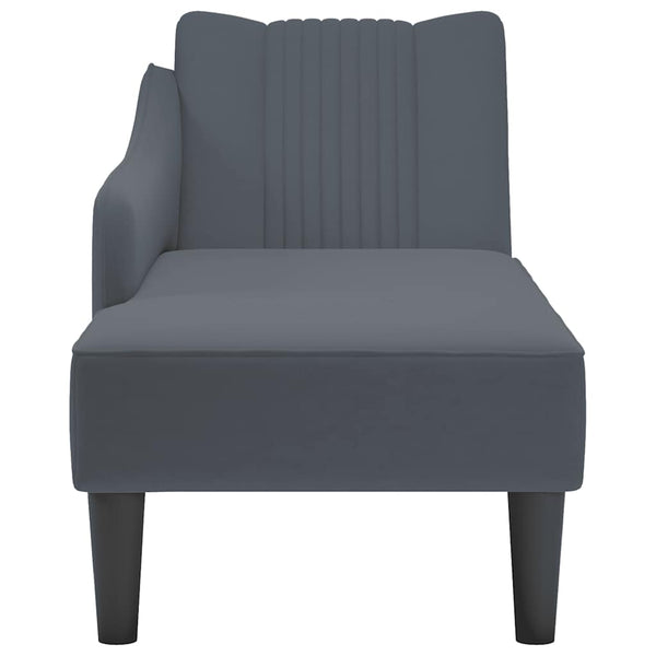 Dunkelgraue Samt Chaiselongue mit Armlehne Rechts
