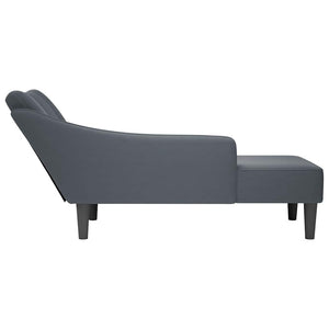 Dunkelgraue Samt Chaiselongue mit Armlehne Rechts