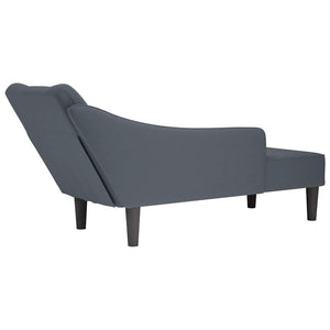 Dunkelgraue Samt Chaiselongue mit Armlehne Rechts