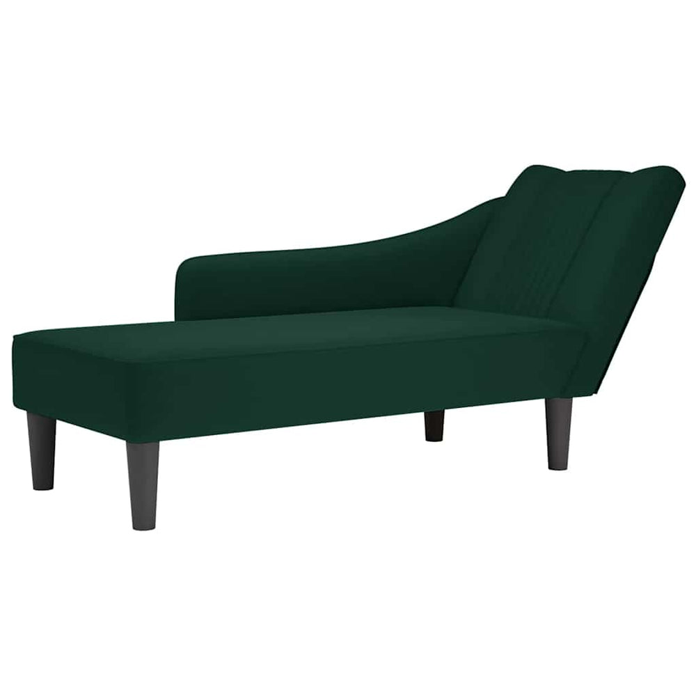 vidaXL Chaise longue avec accoudoir droit Velours vert foncé