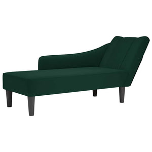Dunkelgrüne Samt Chaiselongue mit Armlehne rechts