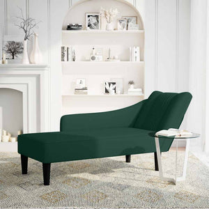 Dunkelgrüne Samt Chaiselongue mit Armlehne rechts