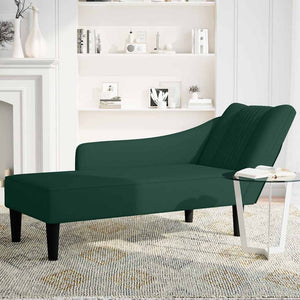 Dunkelgrüne Samt Chaiselongue mit Armlehne rechts