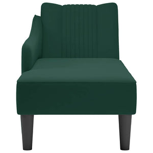 Dunkelgrüne Samt Chaiselongue mit Armlehne rechts