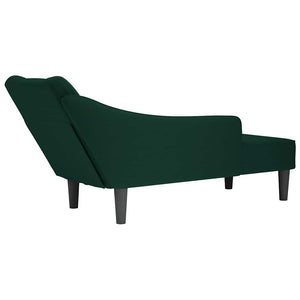 Dunkelgrüne Samt Chaiselongue mit Armlehne rechts