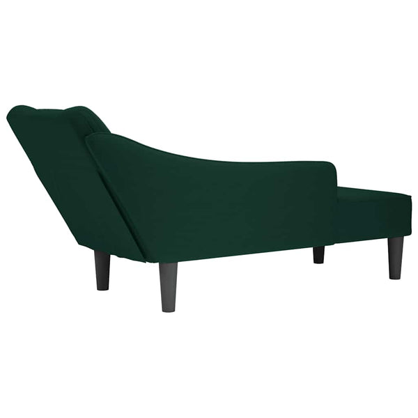 Dunkelgrüne Samt Chaiselongue mit Armlehne rechts