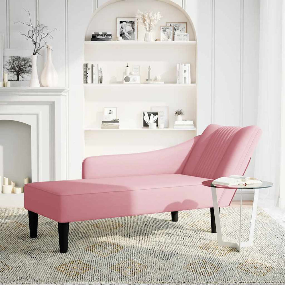 vidaXL Chaise longue avec accoudoir droit Velours rose