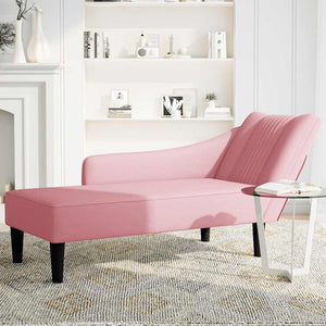 Rosa Samt Chaiselongue mit Armlehne Rechts