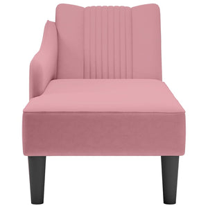 Rosa Samt Chaiselongue mit Armlehne Rechts