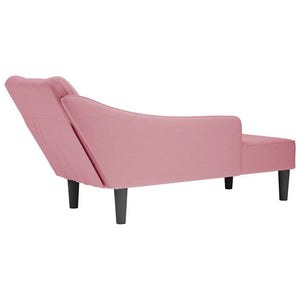 Rosa Samt Chaiselongue mit Armlehne Rechts