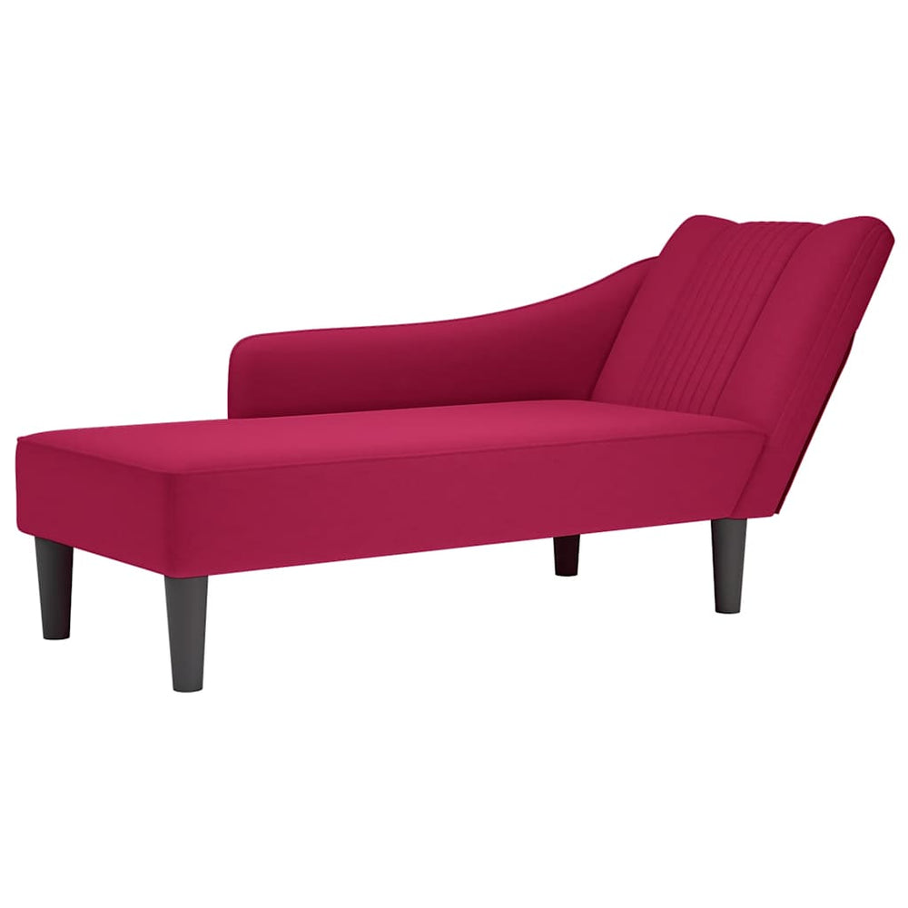 vidaXL Méridienne avec accoudoir droit Velours Rouge bordeaux