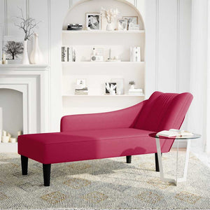 Weinrote Samt Chaiselongue mit Armlehne