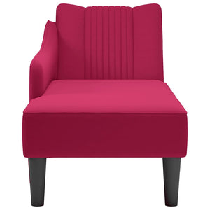 Weinrote Samt Chaiselongue mit Armlehne
